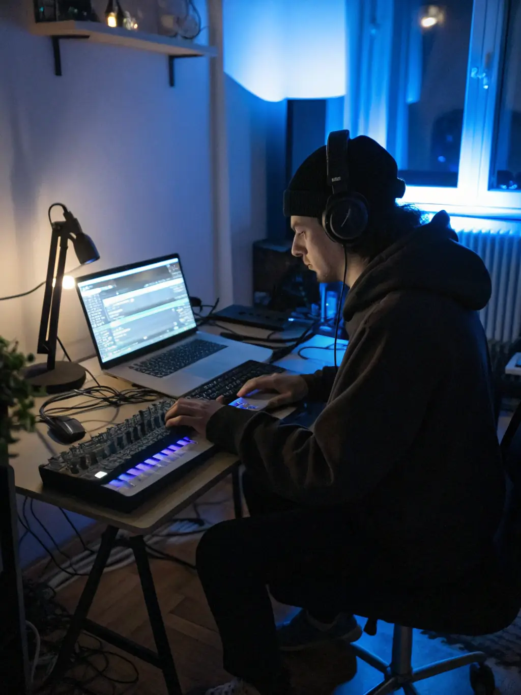 An artist receiving assistance with digital music distribution, highlighting the Artist Promotion and Distribution services offered by COPYCATS MUSIQUE.