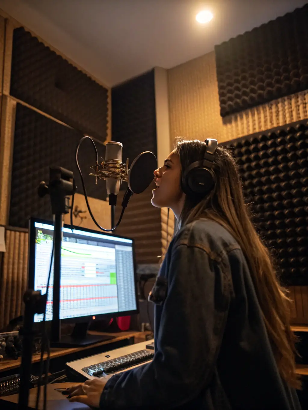 A photo of artists collaborating in a recording studio, supported by COPYCATS MUSIQUE, highlighting the organization's role in facilitating creative projects.